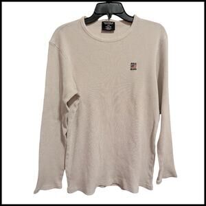 Polo Jeans Co Ralph Lauren Long Sleeve Thermal Shirt Beige Chest Logo Men's L